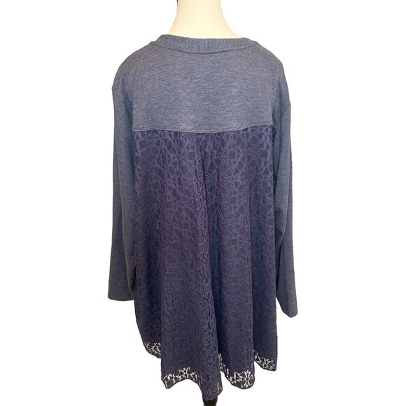 LOGO Lounge By Lori Goldstein GRAY Full Zip Cardigan Lace Back Plus Size 3X - Picture 3 of 9